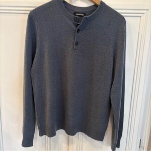 EUC NAADAM Henley Sweater Men’s Sz S 100% Cashmere  Blue Color  3 Buttons
